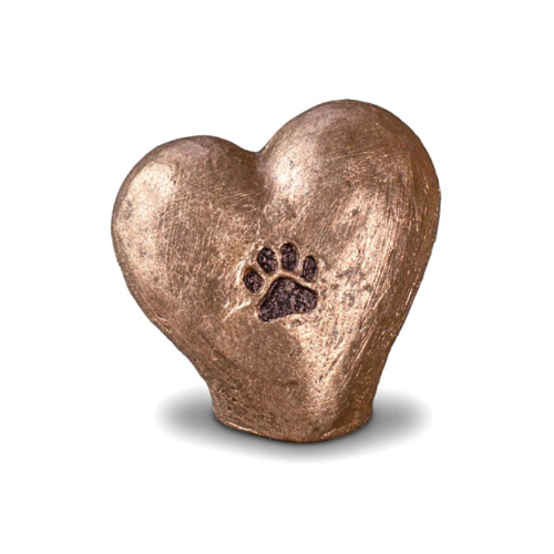 Urn hart met dierenpootje tu 203 - urn brons huisdier - keramische urn hond - honden urn - honden pootje urn - urn brons voor hondje - dierencrematorium heerhugowaard