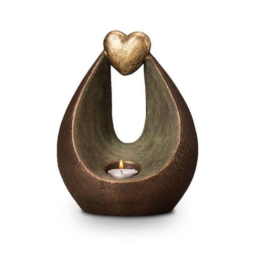 Keramische urn hart met waxine - waxine urn - urne waxinelichtje - urn met hart en waxinelichtje - urn voor geliefde - dierencrematorium heerhugowaard