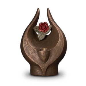 Urn keramiek met roos - rozen urn - urn met roos brons - bronzen urne - geert kunen - UGK 077 BT - Urn voor mensen - urn voor geliefde - keramische urn - Dierencrematorium Heerhugowaard