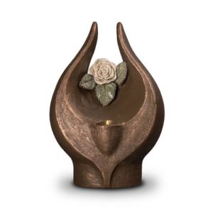 Keramische urn waxine - waxinelichtje urn geert kunen - roos urn - urn met roos waxine - urnen waxine - dierencrematorium heerhugowaard - urn brons met lichtje