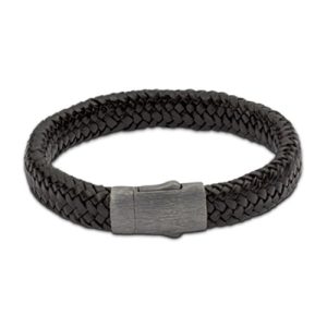 Zwarte assieraad armband met een compartiment voor een kleine hoeveelheid as.